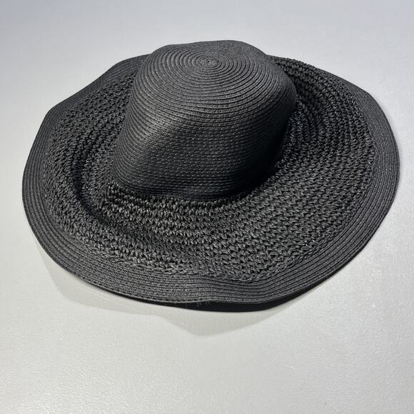 J Crew Textured Summer Straw Hat Wide Brim Packable Floppy Braided Paper - Picture 2 of 5